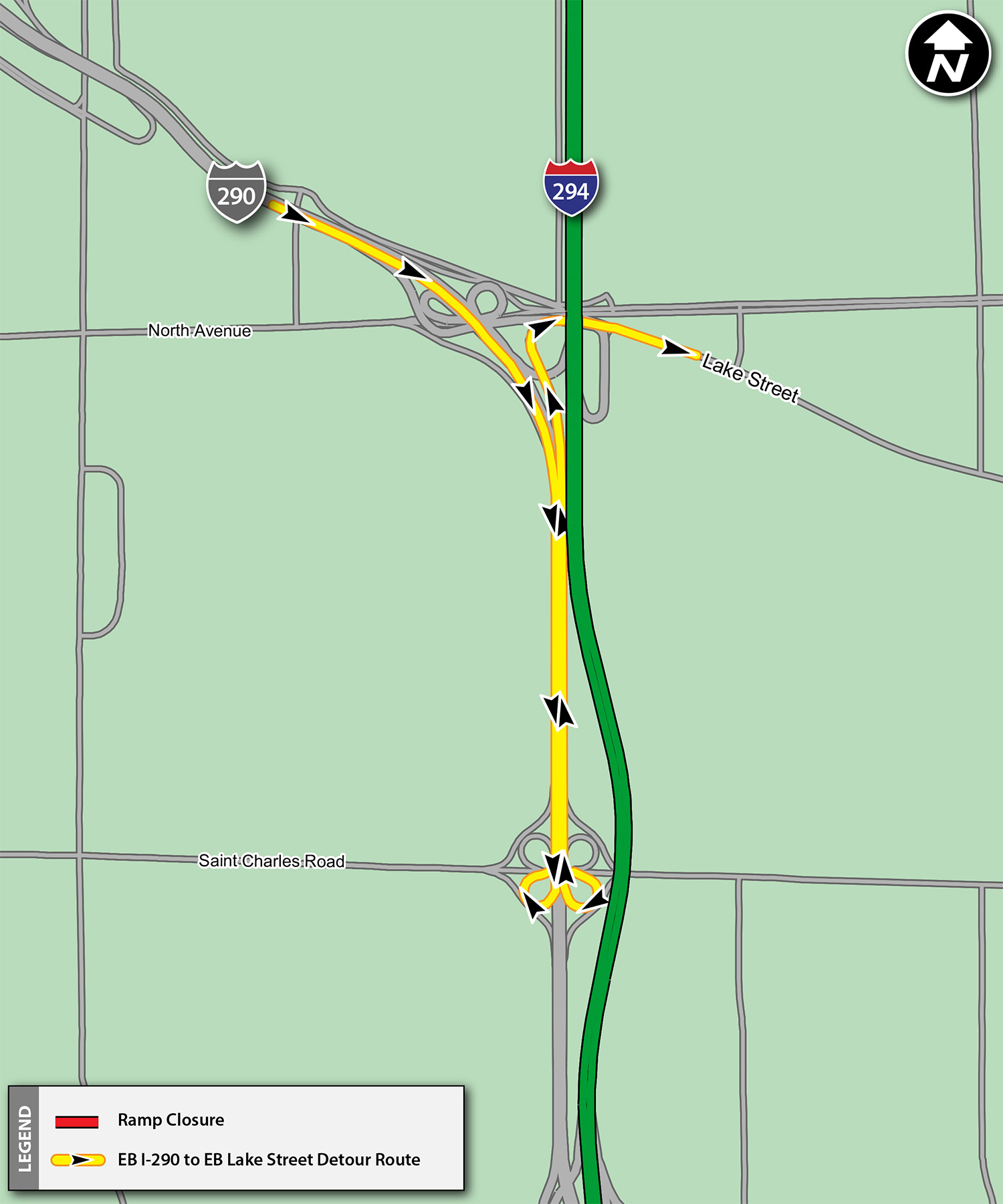 EB I-290 to EB Lake Street Detour